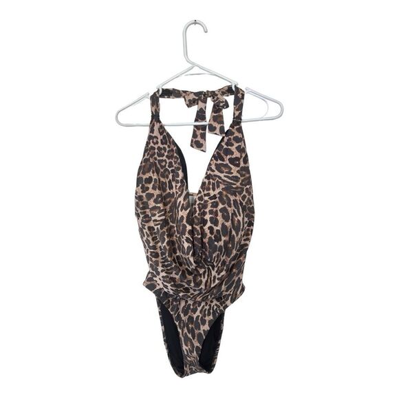 NWT BAR III | Beach Cheetah Cowlneck One Piece Swimsuit M - Picture 4 of 7